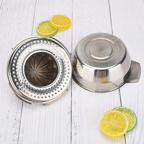 Wingwa Stainless Steel Lemon Squeezer Citrus Juicer Handheld Press Orange Juice Squeezing Tool with Bowl Storage