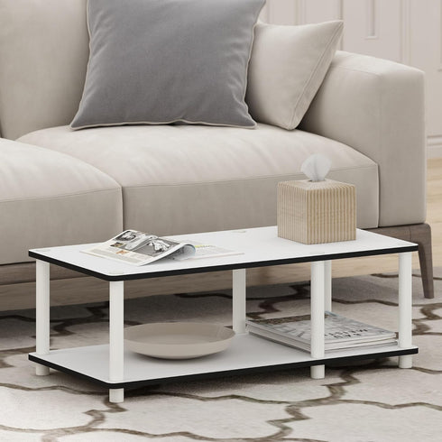 2-Tier 46 Inch Furinno JUST TV Stand, No Tools Mid Entertainment Center with Open Shelf, TV Console for TV up