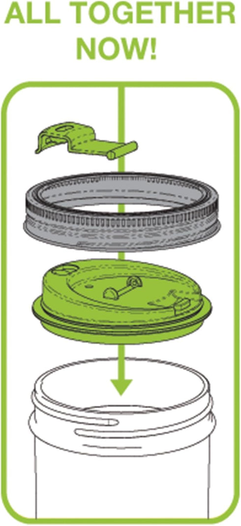 Jarware Mason Jar Drink Lid, Wide Mouth, Green