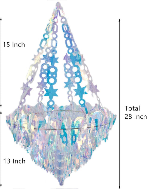 Frozen Hanging Decorations Iridescent Chandelier Shaped Foil Ceiling Hanging Ornament for Bridal Shower Wedding