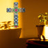 Floral Cross Wall Decor - Hand Painted Inspirational Wooden Cross, Mexican Art for Home Room Church Decoration