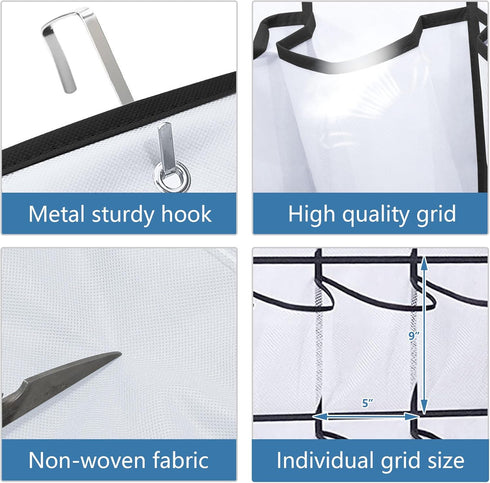 ATTDETJL 28 Closets Over the Door Shoe Organizer, Hanging Shoe Organizer with Mesh Large Pockets Door Shoe Rack