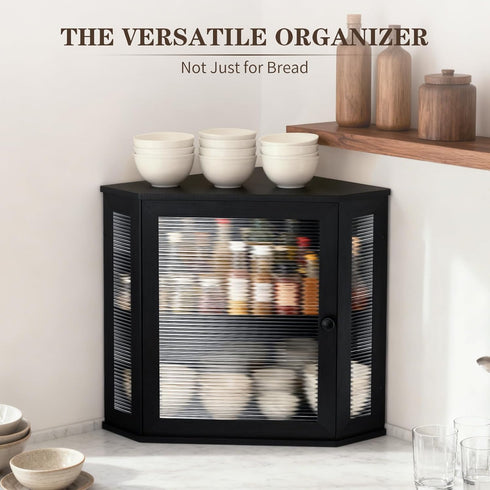 Countertops, Extra Large Corner Bread Box - Bamboo Bread Box for Kitchen Large Capacity Kitchen Bread Storage