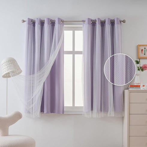 63 inch Grommet 52" 2 MYSKY HOME Lilac Blackout Short Curtains Long for Bedroom Girls & Nursery Kids Purple Lavender