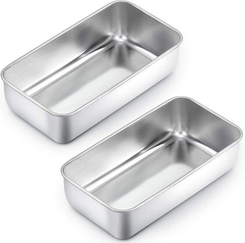 TeamFar Loaf Pans for Baking Bread - 9 × 5 Inch Stainless Steel Pans for Homemade Brownies, Set of 2, Healthy & Sturdy,