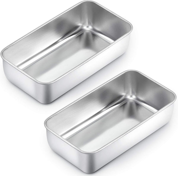 TeamFar Loaf Pans for Baking Bread - 9 × 5 Inch Stainless Steel Pans for Homemade Brownies, Set of 2, Healthy & Sturdy,