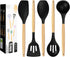 Kitchen Utensils Set, 5 Pcs Non-Stick Silicone Cooking Utensils with Wooden Handle, Heat Resistant Gadgets