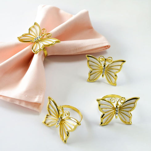 Butterfly Napkin Ring Set of 6, Metal Napkin Rings for Dinner Table Decor - Wedding Birthday Valentine's Day