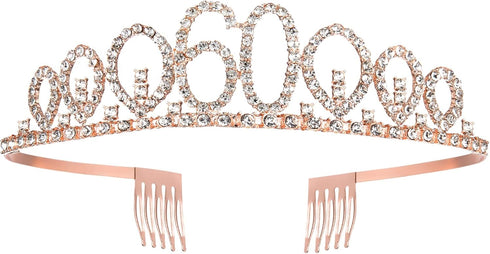 Rose Gold Birthday Sash Crown, 60 & Fabulous Sash and Tiara for Women, 60th Birthday Party Favor Supplies