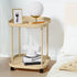 Mobile Side Table with Wheels - Khaki Color, Compact Design