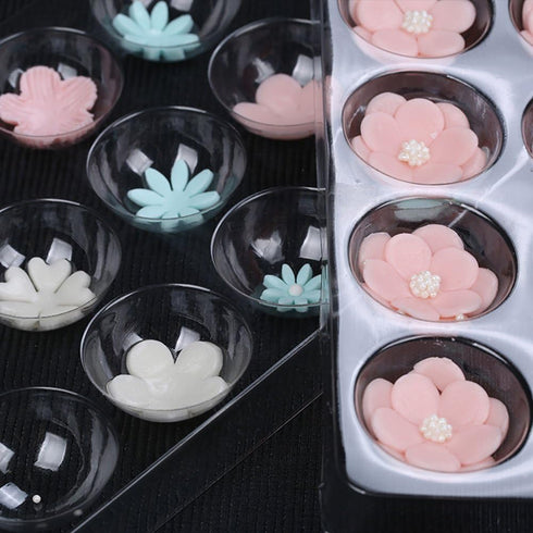 2 Pcs Set 15 Cavity Sugar Flower Fondant Shaping Plate, Plastic Mold