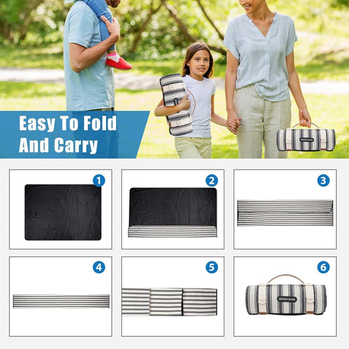 G GOOD GAIN Waterproof Picnic Blanket Portable with Carry Strap for Beach Mat or Family Outdoor Camping Party (Berry