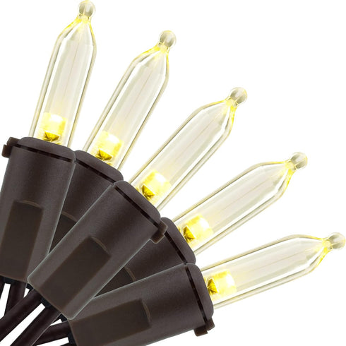 YULETIME Warm White LED Christmas Lights with Brown Wire, 33 ft 100