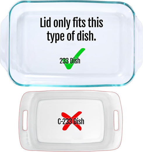 Replacement Lid Cover for Pyrex 3 QT Glass Baking Dish, Casserole Container 233-PC (Blue)