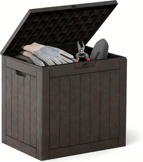 DUMOS 31 Gallon Deck Box, Lockable Outside Storage Box for Outdoor Use,