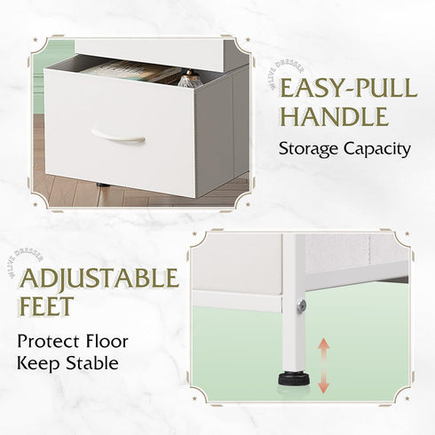 3 Closets, WLIVE Nightstand with Drawers, Fabric Dresser, Organizer Unit, Storage Dresser for Bedroom, Hallway