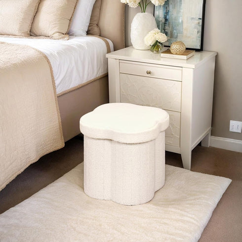 12.6" Small Ottoman with Storage, Flowers Shaped Foldable Foot Rest for Dorm Room, Living Room - Compact Organizer