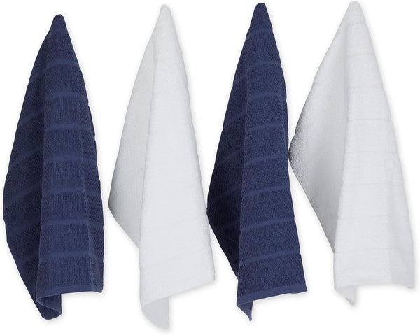 DII Basic Chef Collection, Assorted Terry Kitchen Towel Set, French Blue, 4 Piece