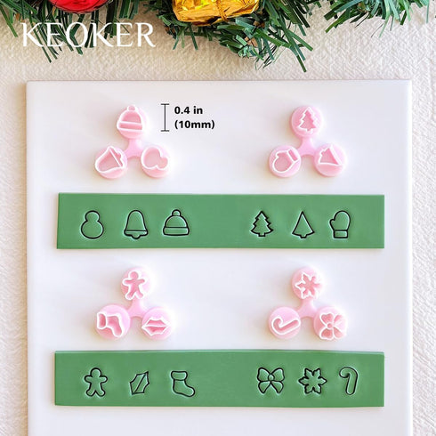 Keoker Mini Christmas Polymer Clay Cutters for Earrings, Christmas Tree and Holiday Designs
