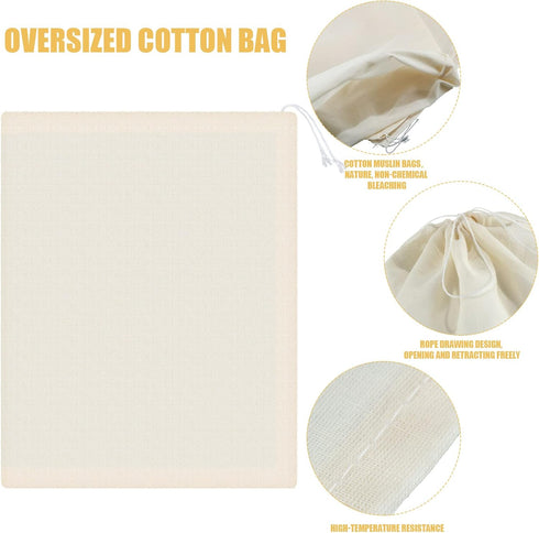 Pangda 15 Pcs Muslin Bags 8x10 Inches - Cotton Drawstring Fabric Gift Pouches for Home Storage