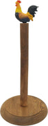 Rooster Design Rustic Brown Wood Paper Towel Holder Stand Up Paper Towel Holder, Easy One-Handed Tear Kitchen Paper