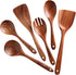 Wooden Spoons for Cooking, 6 Pcs Natural Teak Wood Non-Stick Utensils Set for Kitchen