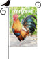 Welcome Rooster Garden Flag, 12.5X18 Double-Sided Farm Animal Chicken Flag for Outdoor Decor