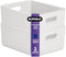 Superio Ribbed Collection - Large White Decorative Plastic Open Storage Bins, 2 Pack for Organizing