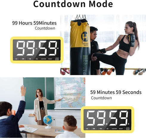 7.8 3 4 3 Countdown Count VOCOO Digital Kitchen Timer with Extra Large Display, Magnetic, Brightness, Alarms and Volume