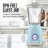OVENTE Countertop Kitchen Blender - 550 Watts, Stainless Steel Blades, 50oz Glass Jar for Smoothies & More, Blue