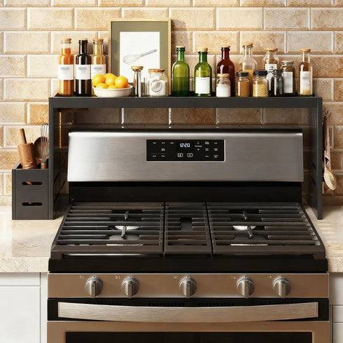 BSTSLL Bamboo Over the Stove Shelf 31in - Durable Stove Shelf for Back