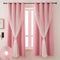 Pink Blackout Curtains for Girls Bedroom Cute- Aesthetic Star Cutout Double Layer