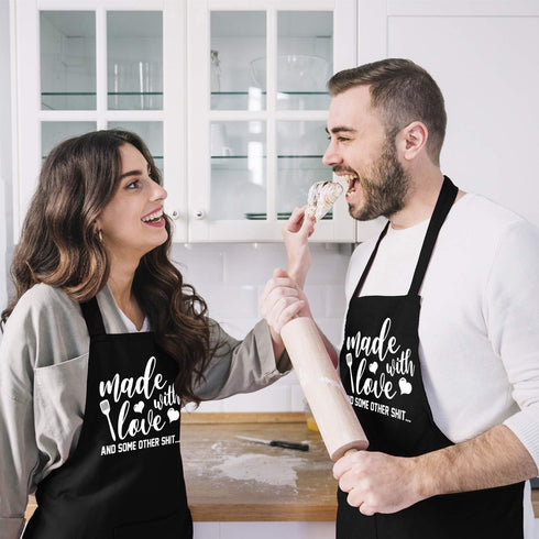 Funny Kitchen Aprons for Men and Women, Novelty Cooking Apron with 2 Pockets, Cute Baking Gifts for Bakers
