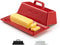 Kook Ceramic Butter Dish with Lid, Red Butter Keeper for Countertop, Holds 1 Stick, Microwave and Dishwasher Safe