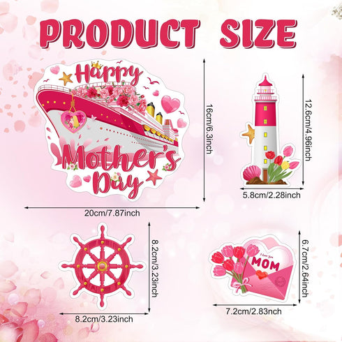 Capoda 16 Pieces Mother's Day Cruise Door Magnets Decorations Bulk Mothers Day Fridge Magnetic Decals for Happy Mother's Day Refrigerator Car Cruise Door Home Office Decorations