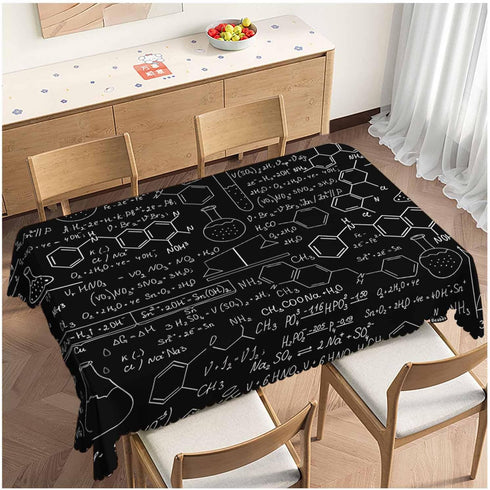 Beabes Tablecloth Chemistry, Rectangular Cover with Chemistry Formulas for Dining, Hotel, Coffee Parties, 52x70 Inch