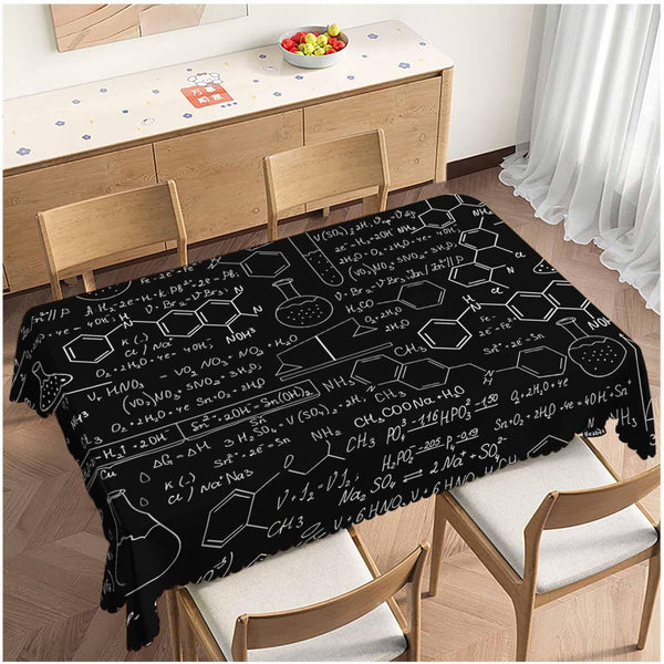 Beabes Tablecloth Chemistry, Rectangular Cover with Chemistry Formulas for Dining, Hotel, Coffee Parties, 52x70 Inch