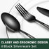 Black Hammered Silverware Set, 20-Piece Heavy Duty Stainless Steel Flatware for 4, Food-Grade Cutlery Set, Mirror Finish