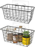 MaraFansie Hanging Kitchen Baskets, Over the Cabinet Door Organizer, No Drilling Adhesive Basket, 2 Pack, Black