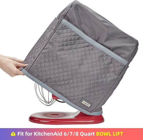 HOMEST Stand Mixer Quilted Dust Cover - Compatible with KitchenAid 6/7/8 Quart Bowl Lift, Grey