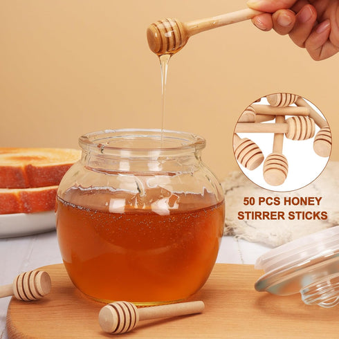 AUGHOA 50 3 Inch PCS Honey Dipper Sticks, Wooden Honeycomb Sticks, Mini Honey Stirrer Sticks for Honey Jar Dispense
