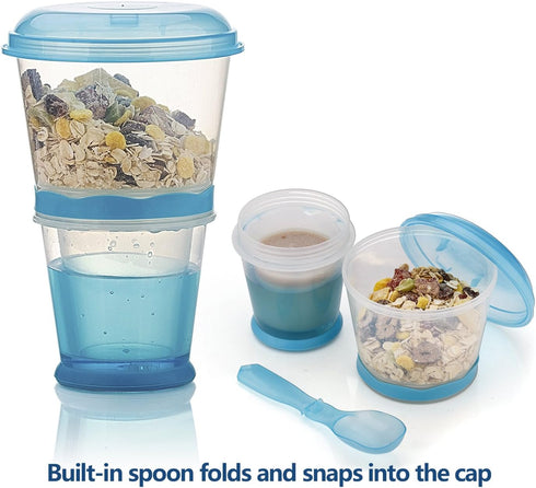 Pogah Cereal On The Go, Cup Container Breakfast Drink Milk Cups Portable Yogurt and Travel To-Go Food Containers