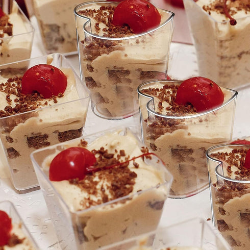300 Pack 5oz Funtery Mini Dessert Cups with Spoons, Reusable Clear Plastic Yogurt Parfait & Appetizer Shooter Cups