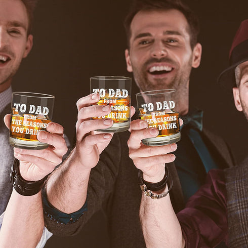 NBOOCUP Funny Whiskey Glass Gift for Dad - To Dad From The Reasons You Drink, Novelty Birthday/Christmas Present, 11 oz