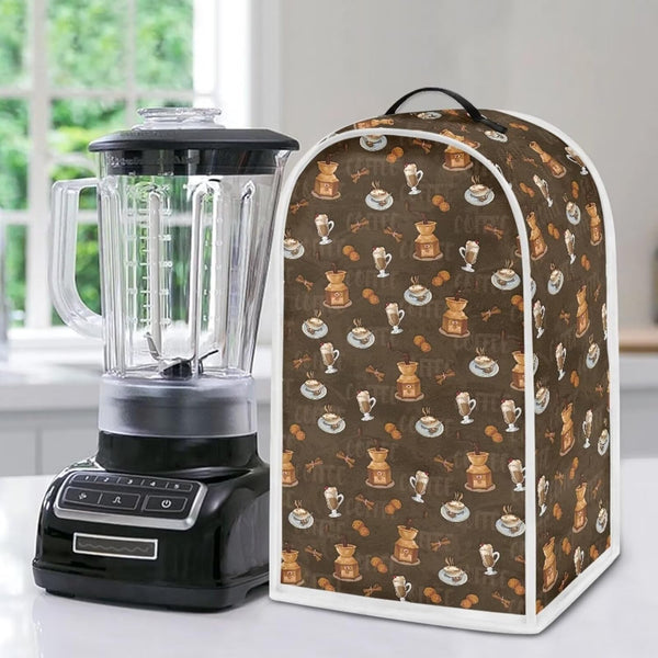 Blender Cover Dust Cover with Coffee Pattern, Small Kitchen Appliance Covers, Anti-Fingerprint Food Processor Cover