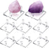 Weysat 8 Pcs Rock Display Stand with 3 Pegs, Clear Acrylic Mineral Holder for Coral Geodes and Collectibles