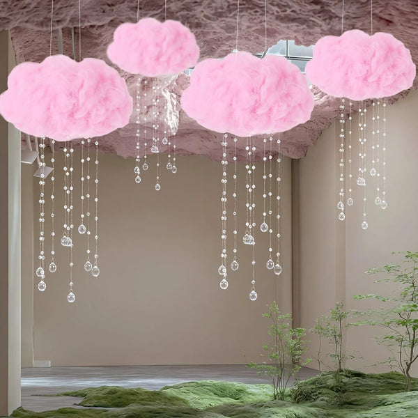 Marsui Artificial Cloud Props LED Hanging Pink Light String Fake Imitation 3D