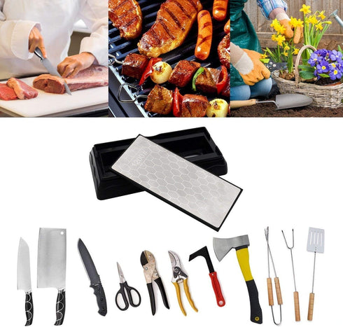 YCAMMIN Double-sided Diamond Sharpening Stone, Knife Sharpener with Honeycomb Surface Plate, Non-slip Base (600/1200