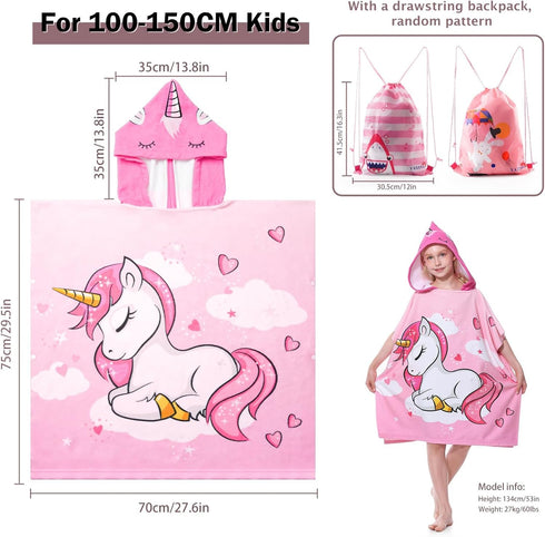 Swimming MOKANI Kids Hooded Poncho Towels, Soft & Absorbent Microfiber Beach Towel, Pool Changing Robe Bathrobe Bath
