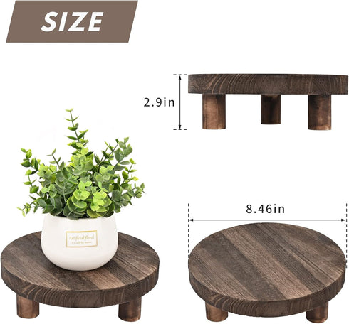 2pcs 8.46IN Yangbaga Wooden Stool Display Stand, Round Plant Stand Wood-Flower Pot Supports Plant for Indoor Outdoor